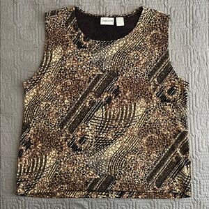 Chico's Black and Brown Patterned Top